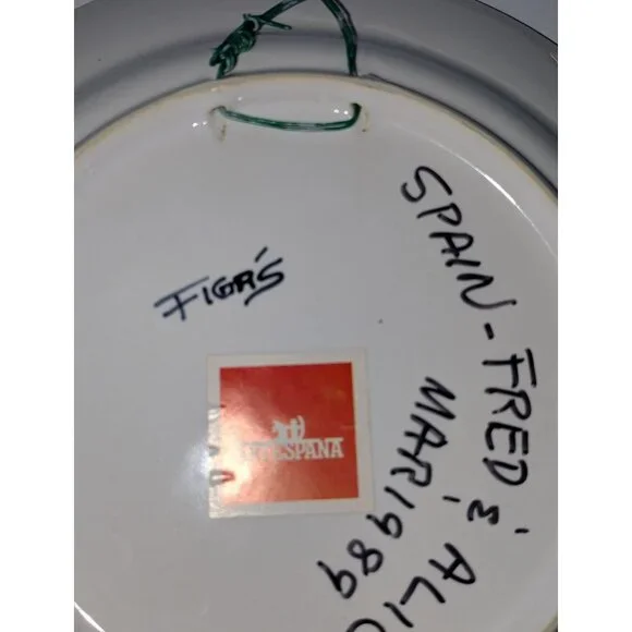 Hand-Painted Spanish Ceramic Wall Plate Ladies Faces Olive Artespana Figrs 1989 - Picture 7 of 12